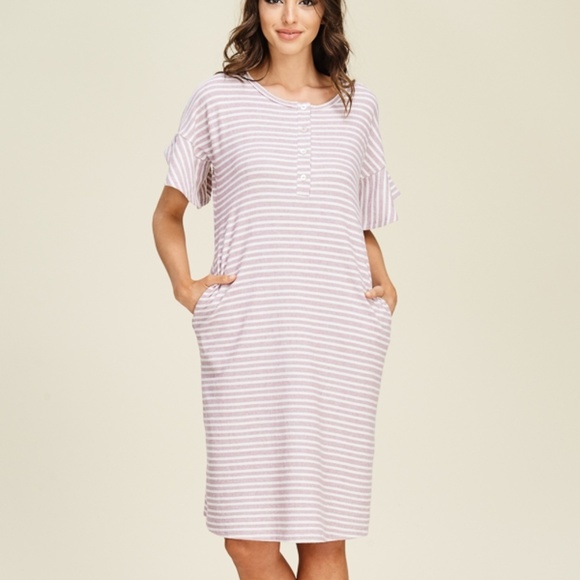 Functional button up round neck ruffle sleeve with - Picture 1 of 4